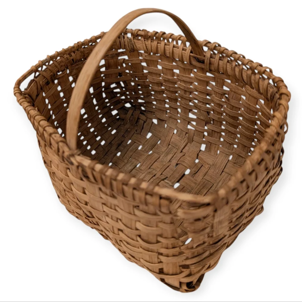 ANTIQUE Woven Americana Basket Farmhouse Storage Vintage 1920